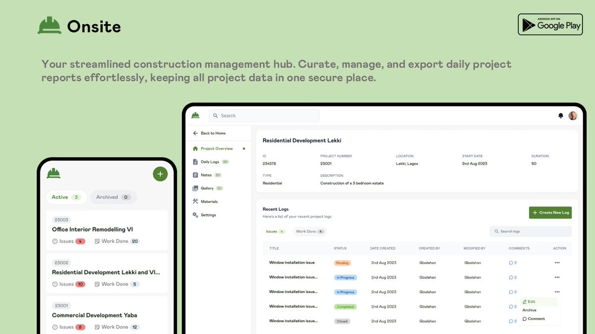 iam_xtopher's tweet photo. On Monday we demoed Onsite v1.2 by @KleethHQ to the Nigerian Institute of Architects – Rivers State Chapter. Your State Chapter is next.

We talked about why construction teams need better tools on-site and demoed the latest features, and shared what’s coming next for the platform.

Great conversations with Architects and allied professionals who actually live the problems we’re solving.

Construction tech in Africa is just getting started. 🚧📱

#ConTech #Architecture #OnsiteApp #Construction
