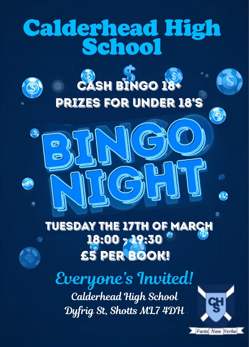 CHS_Prefects's tweet photo. Come along to Calderhead High School's Bingo Night!!
@CalderheadPC @CalderheadHS
#community #School #calderheadcares https://t.co/fbbAVUEI3y