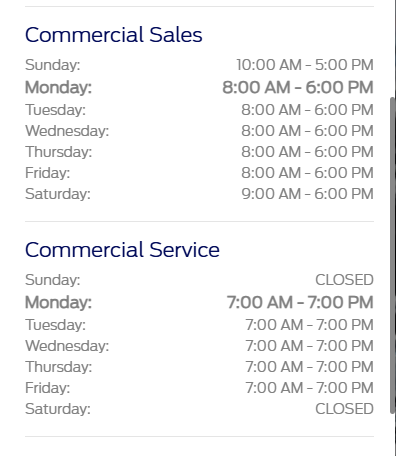 Hansel Commercial Sales and Service Hours dlvr.it/TRK6Dx