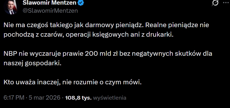Uderz w Tuska a Mentzen się odezwie. Mało, że podnóżek Tuska to jeszcze ekonomiczny idiota jak mawiał Lepper.