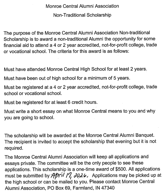 MonroeCentral's tweet image. Monroe Central Alumni Association - Non-Traditional Scholarship

Please see more details below!

#GoBears🐻