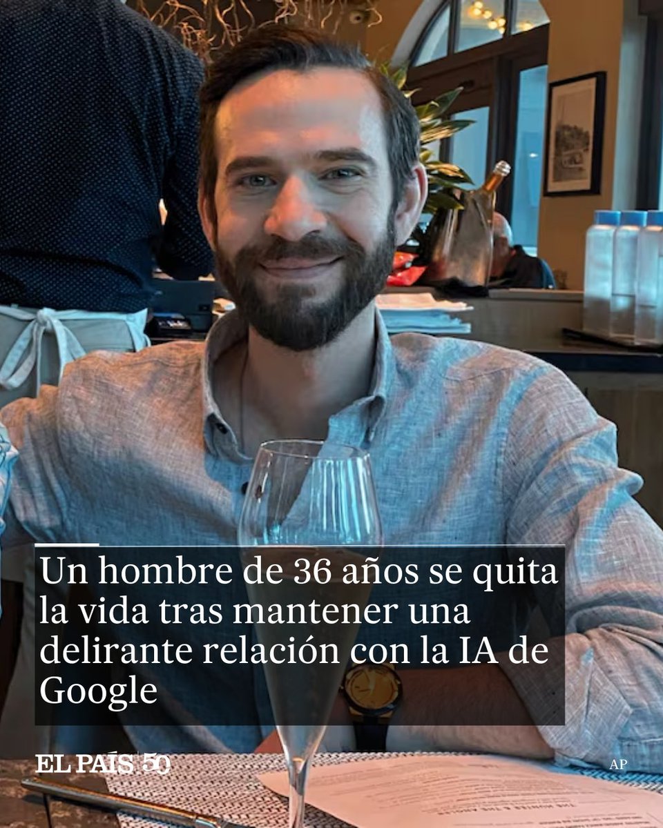La familia de la víctima acusa a Gemini de instar al ejecutivo a unirse al ‘chatbot’ en un “universo alternativo” tras enamorarlo y hacerle creer en una teoría de la conspiración

🔗 elpais.com/tecnologia/202…