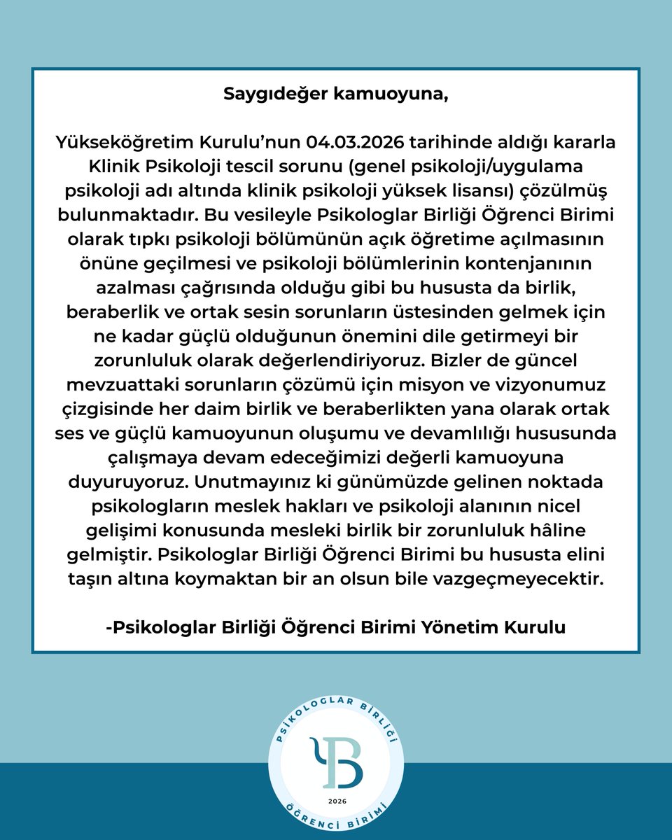 Psikologlar Birliği Öğrenci Birimi tweet media
