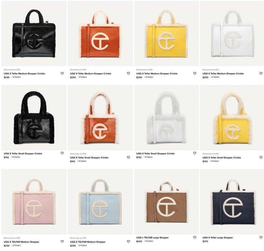 snkr_twitr's tweet photo. AD: Restocked via UGG US
TELFAR x UGG Shopper Bags   

- Suede w/Sheepskin 
Large https://t.co/BYyt9Bygsk
Medium https://t.co/pIsmgT76FT
Small https://t.co/FrEVTBl27b 

- Patent Leather w/Sheepskin 
Medium https://t.co/RvHimsHDWl
Small https://t.co/zfx90GhymC https://t.co/YCnGWUuqBh