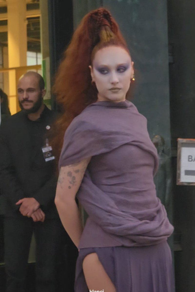 chappell roan arriving to the rick owens show at paris fashion week today!