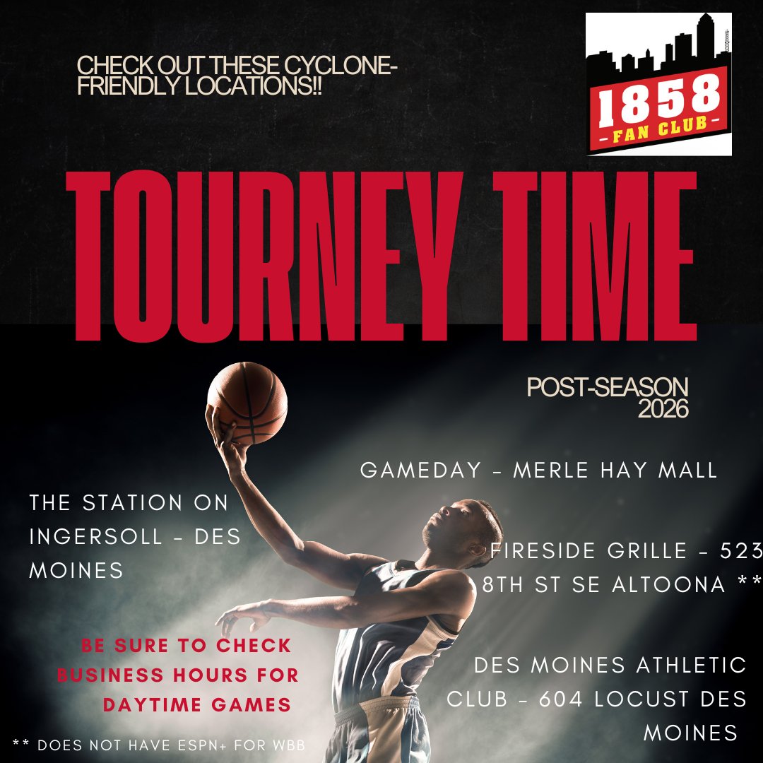 It's tournament time!  Check out these Cyclone-friendly establishments to catch up on the <a href="/CycloneMBB/">Iowa State Men’s Basketball</a> and <a href="/CycloneWBB/">Cyclone Basketball</a> action!