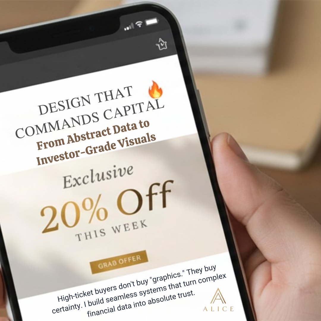 AliceArarau29's tweet image. Stop sending generic templates that trigger the "Delete" button. 📉
​In high-ticket, bad design is a Friction Tax you can't afford. Convert leads by sending authority, not just emails. ⚡
​Portfolio in bio.
​#VisualAuthority #ConversionDesign