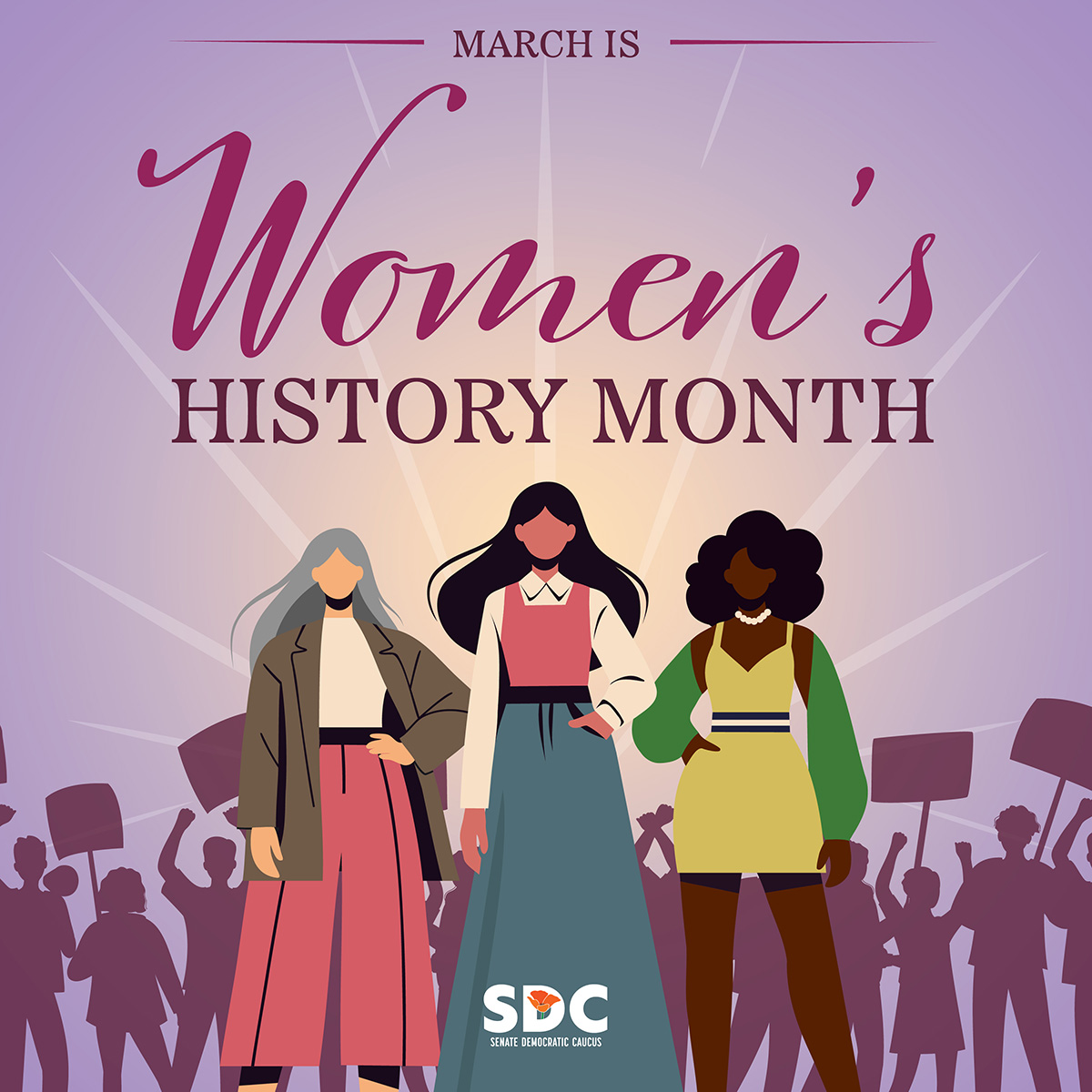 CASenateDems's tweet photo. March is Women’s History Month! Women have helped shape and build the future of the State of California and our diverse communities through leadership, strength, resilience, and courage. Join us this month as we celebrate their achievements in our society.

#CASenateDems #CALeg https://t.co/RxWeZh44Xj