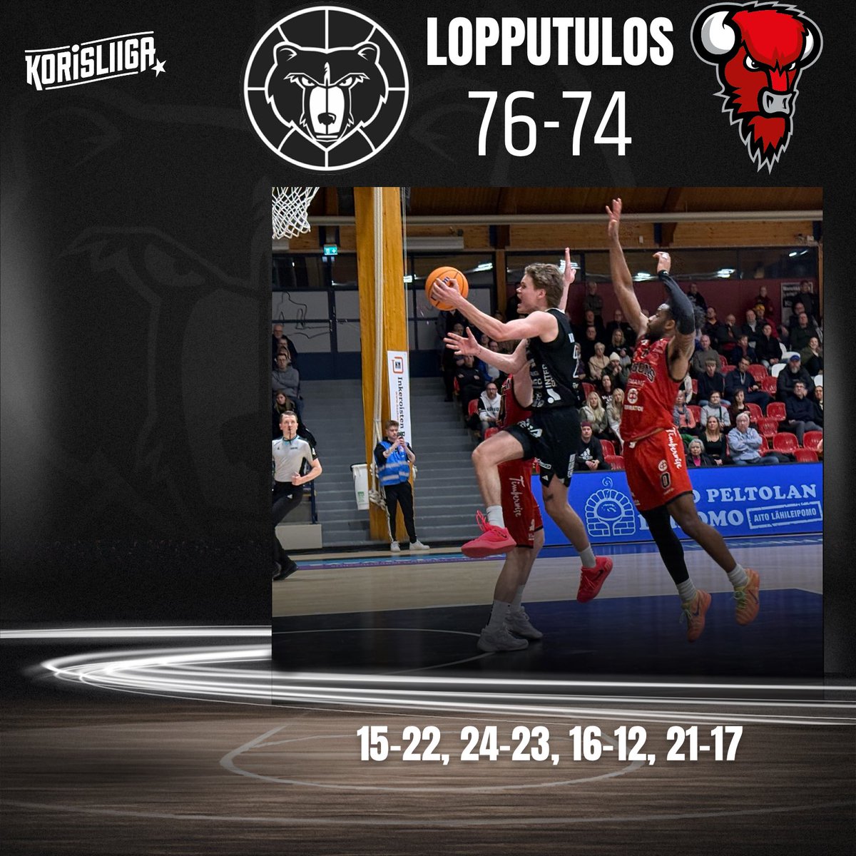 Kouvot's tweet photo. KOUVOT VOITTAA ja VARMISTAA SARJAPAIKAN‼️ #kouvot #kouvotbasket #korisliiga https://t.co/MmQ1giWEs9