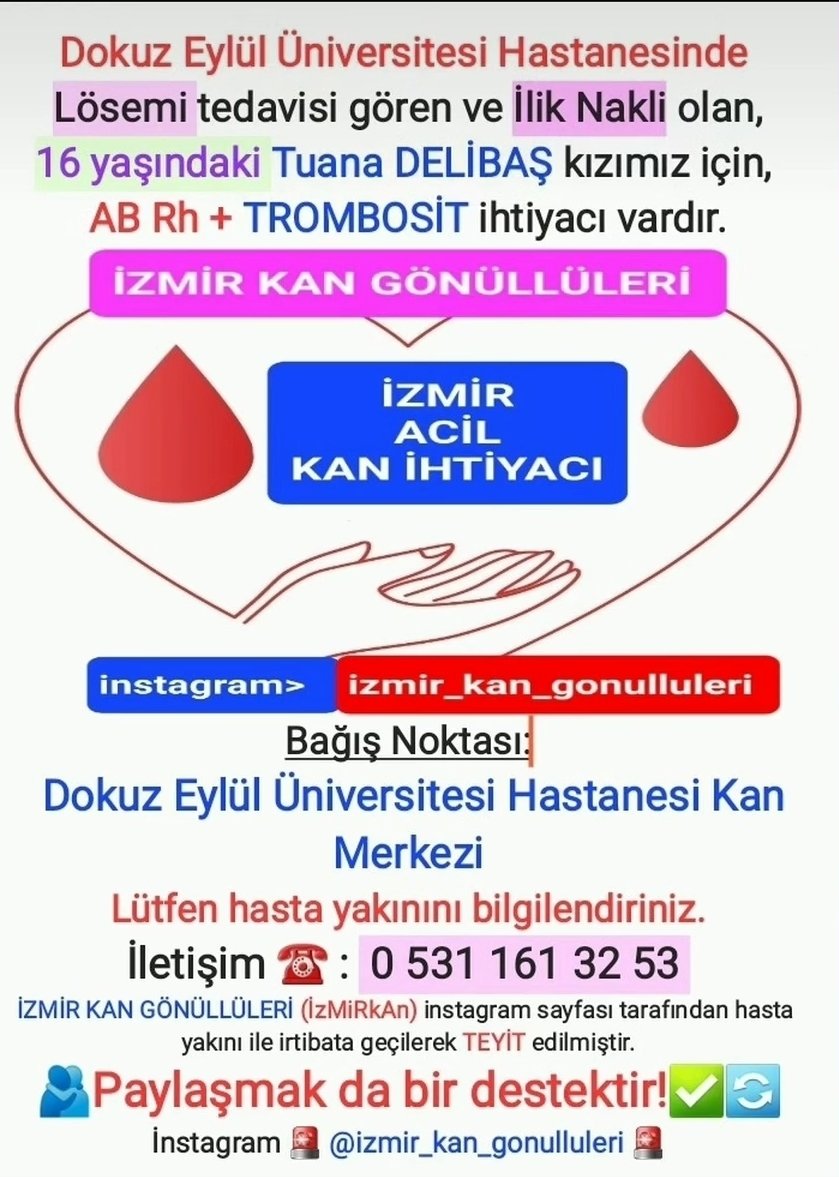 Bu ilanı paylaşarak da kan ihtiyacı olan insanlarımıza destek olabilirsiniz.
#sizlerinsayesindekalpleredokunuyoruz
#altın #xu100 Mossad #IranWar #füze #benzin #TelAviv Iran Aliyev #Spain