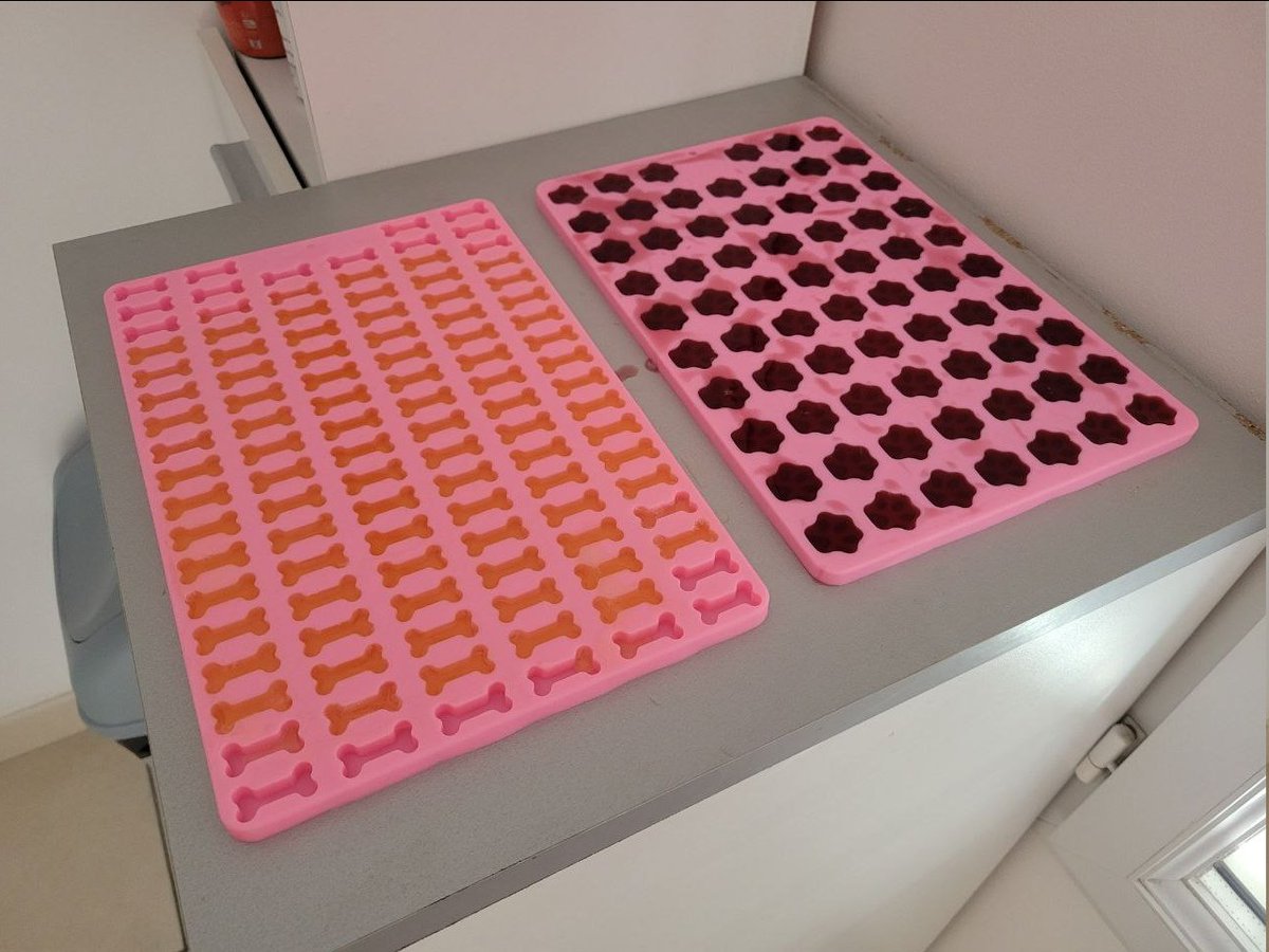 Home_SweetPaws's tweet photo. Voici l'état du projet, niveau création je produit sans soucis 4 gout de bonbon (Patounes cerise ou tropical) et os (pèche ou orange).
J'ai depuis peux commencé à tester de faire des sucettes (seulement trois productions) j’essaie d'avoir plus de retour pour me faire une idée https://t.co/yCnDYadudl