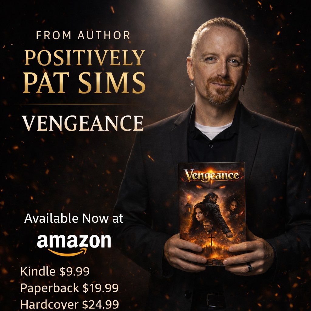 RealPatSims's tweet photo. Vengeance, my first book is available NOW on @amazon for @AmazonKindle as well as in paperback and hardcover versions!  Get yours today!!! https://t.co/GSBvpAOpky