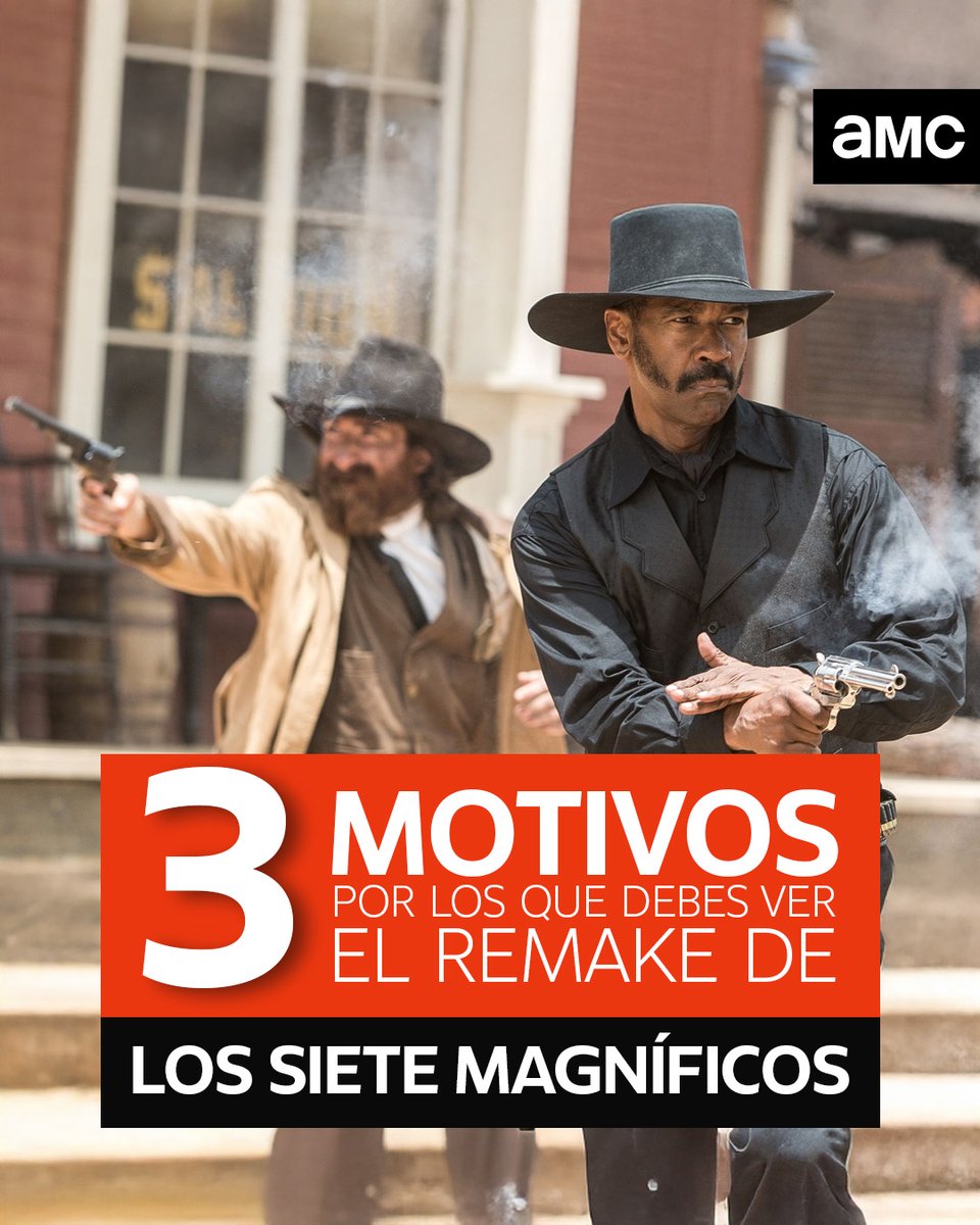 amctv_la's tweet photo. El remake también es un western imperdible que debes agregar a tu lista.
Desliza y descubre por qué.
🎬 LOS SIETE MAGNÍFICOS
🗓️ Jueves 5
19.35h 🇦🇷 🇨🇱 🇲🇽 - 17.35h 🇨🇴
#AMC #AMCTV #AMCMovies https://t.co/ODmkD0B8WO