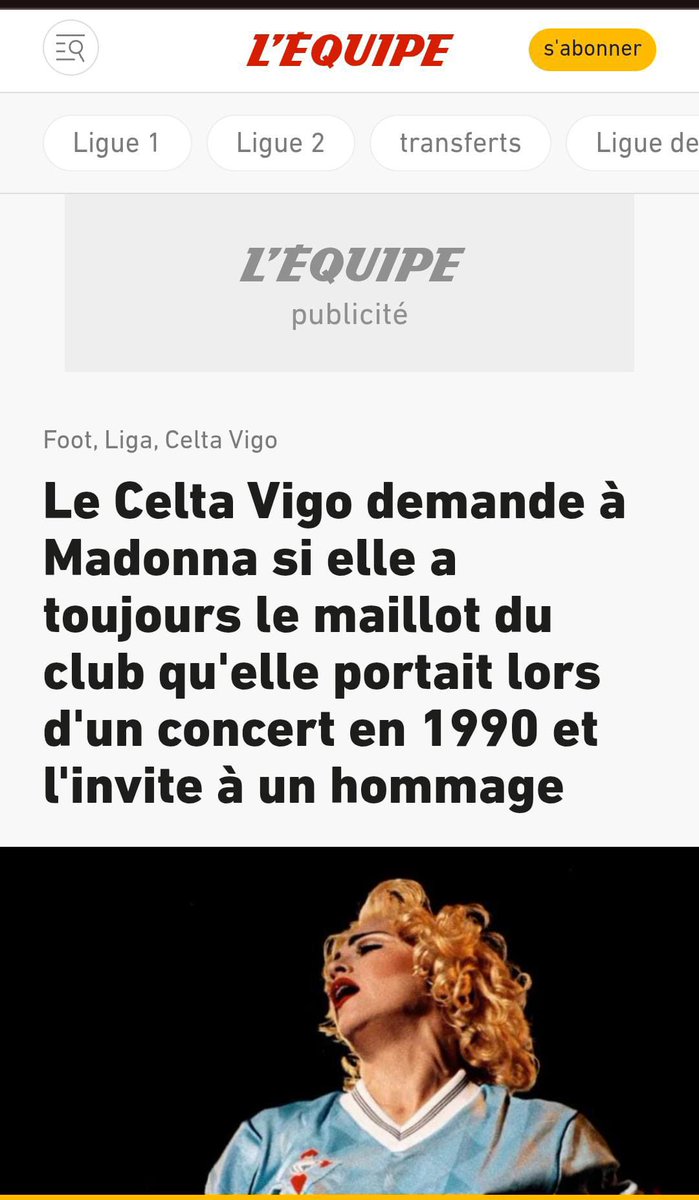 pablo_carba's tweet photo. The New York Times está considerado el diario de información general más influyente del mundo.

L’Equipe está considerado el diario de información deportiva más influyente del mundo.

Ambos hablan de la iniciativa del Celta con la cami retro de Madonna. https://t.co/A6MsW0ZpPt