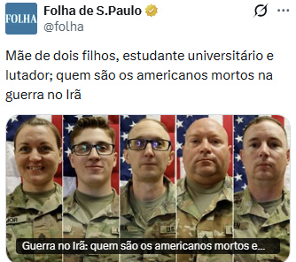 As 168 meninas iranianas mortas na escola por Israel-EUA não têm nome, idade, família, rosto.

Os mortos estadunidenses, sim.

As vítimas iranianas são números, dados, efeito colateral tolerado de ataques imbuídos de virtudes.

Os mortos estadunidenses têm expressão, relações,