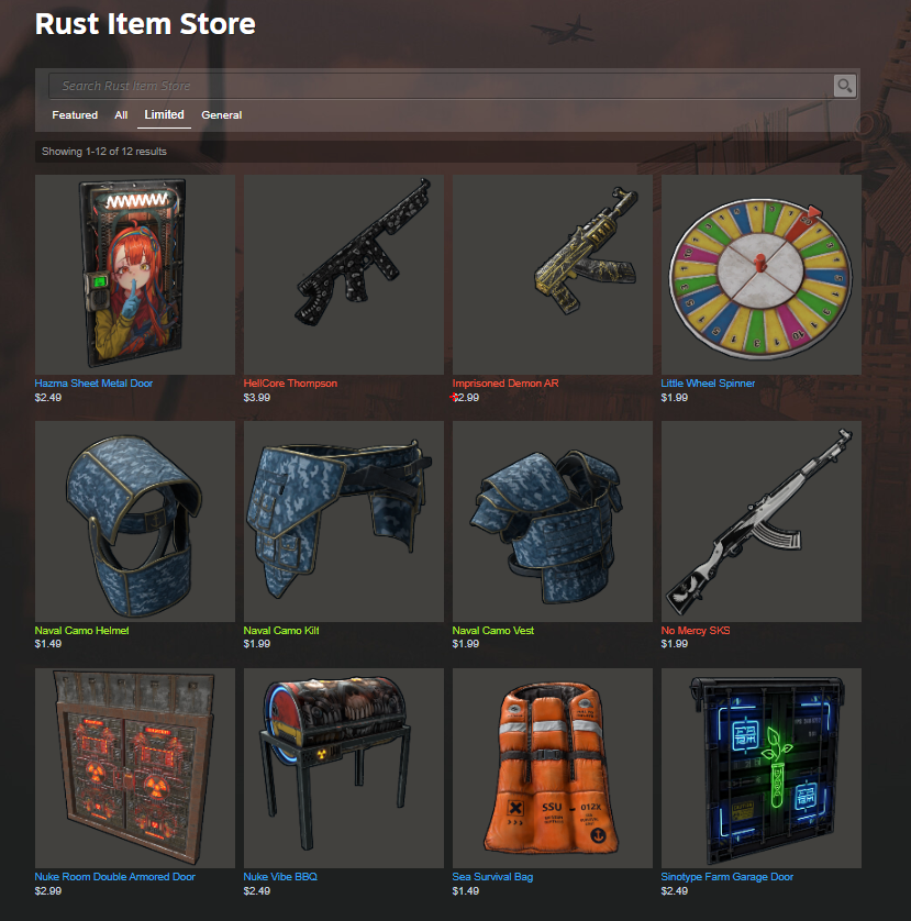 Swan_inv's tweet photo. New Rust Item Store - Hellcore P2W Thompson acceptance https://t.co/q9X2A9GmNU