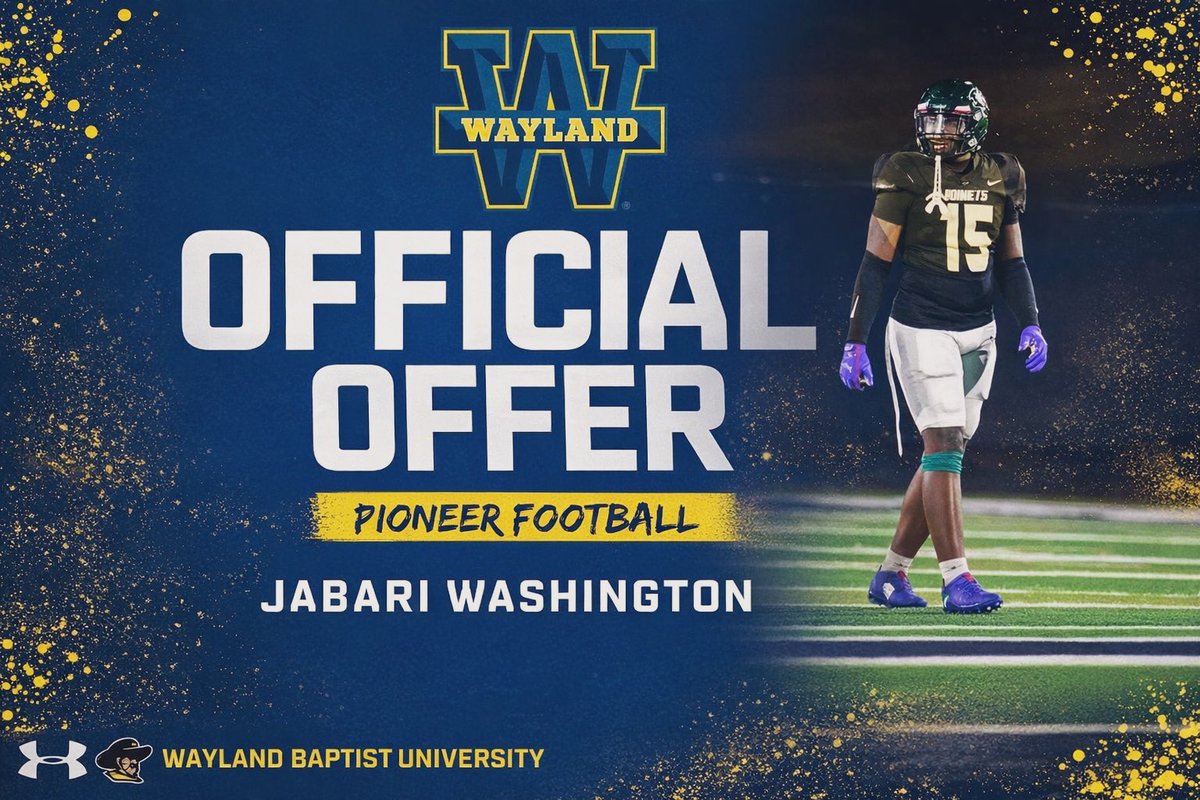 Bari2026's tweet photo. After a fun time at Wayland Baptist university and a great with @CoachWalser I'm blessed to receive an offer from @WBUFBRecruit blessed for the opportunity 

@CoachMoebes @CoachStew_TTR
@CoachFaith25 @CoachBerry16 @_coachdwill @HuntsvilleHSFB https://t.co/kIi1oRj61A