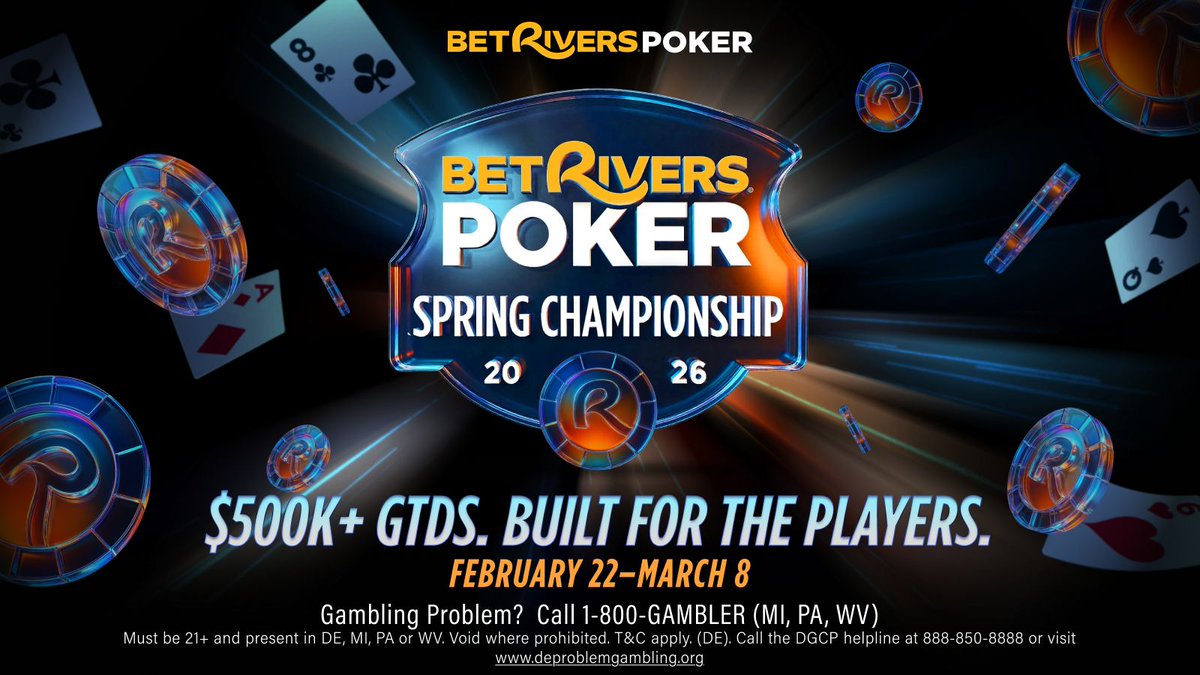 🚨 Win Main Event tickets! 🚨

In partnership with @pokernews we’re giving away 3x $200 High Tier &amp; 5x $20 Low Tier seats to the BSC Main Event (March 8)!

To enter:
✔️ Like &amp; repost
✔️ Follow <a href="/BetRiversPoker/">BetRivers Poker</a>
✔️ Have a valid account

#BRPpromo
