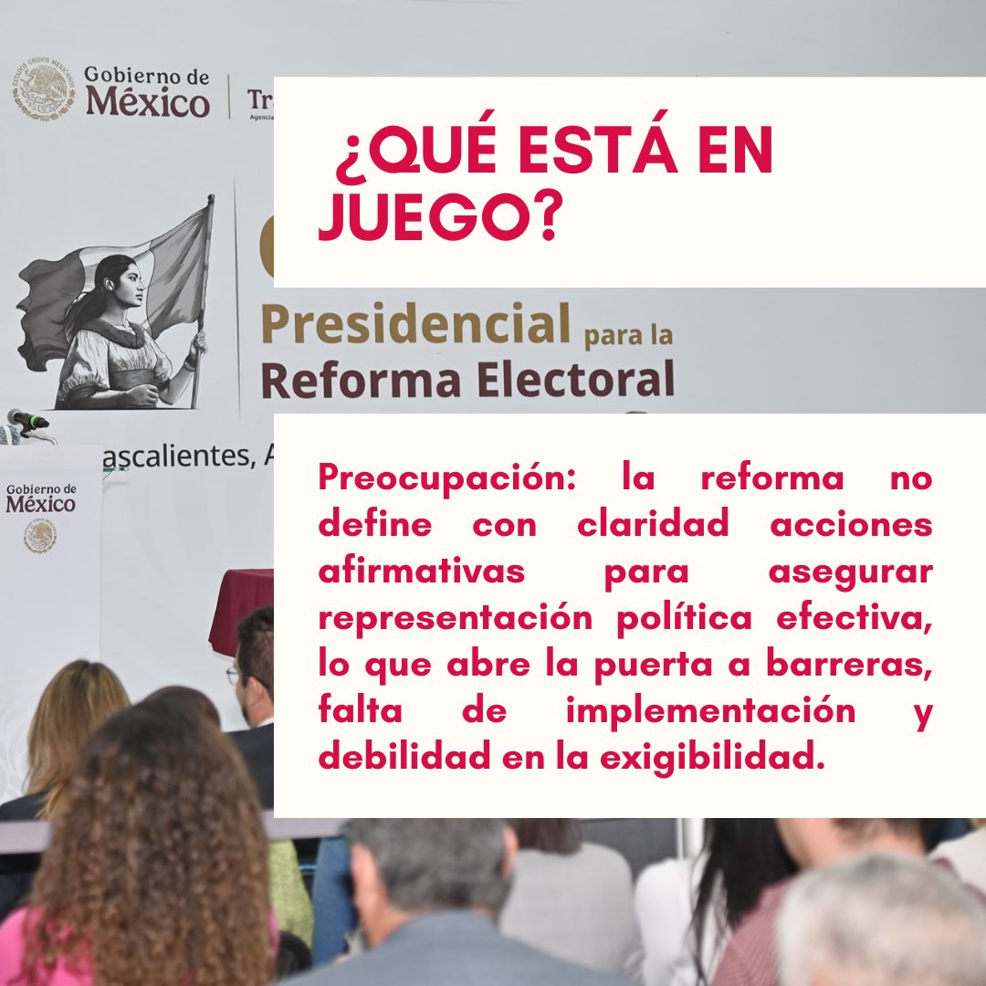 Diversas organizaciones de la sociedad civil presentamos un pronunciamiento ante el <a href="/Mx_Diputados/">H. Cámara de Diputados</a> <a href="/senadomexicano/">Senado de México</a> frente a la propuesta de reforma electoral.

Nos preocupa que no se definan con claridad las acciones afirmativas. 1/3 🧵