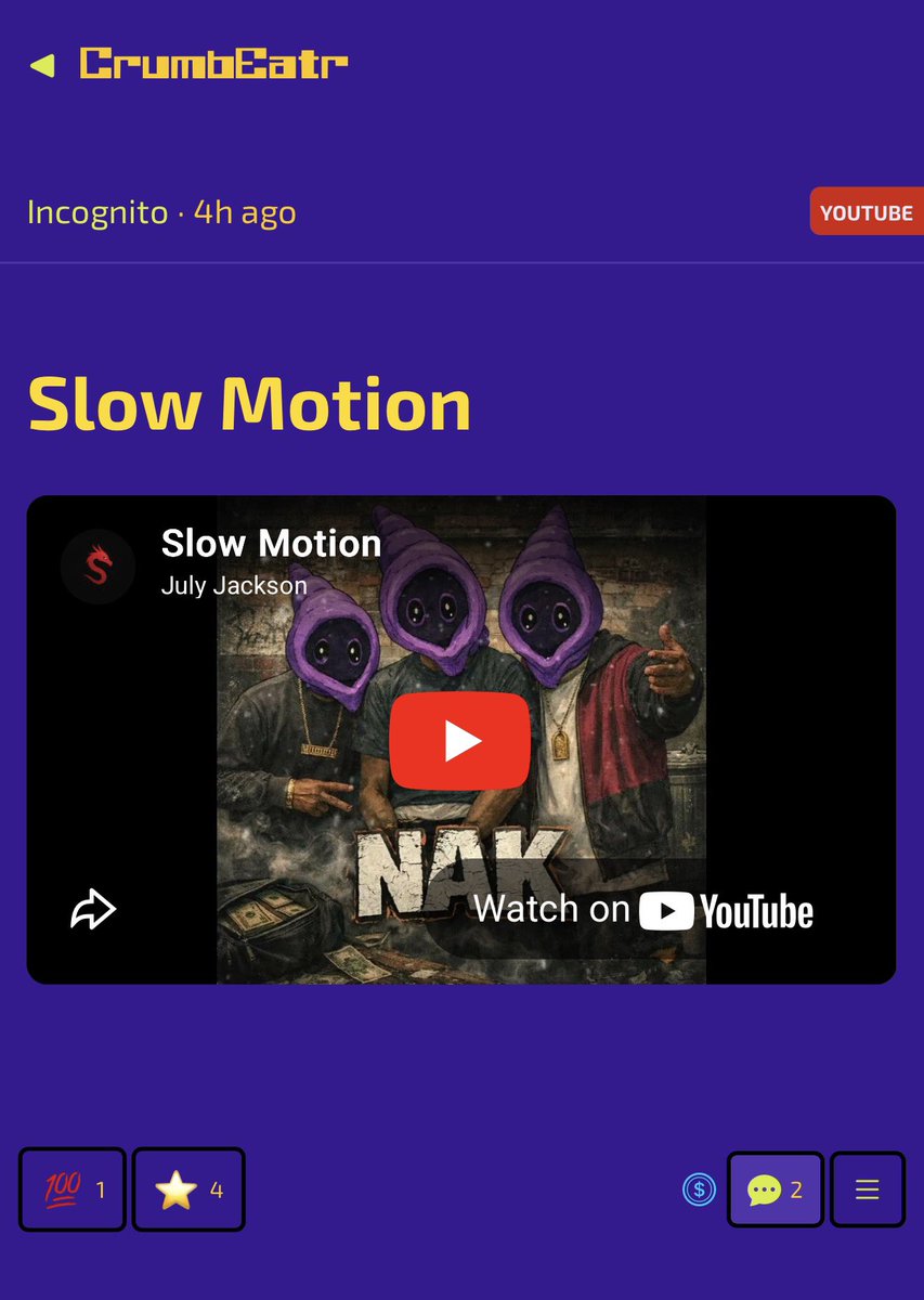 Slow Motion is better than no Motion, releasing one song at a time on <a href="/CrumbEatr/">CrumbEatr</a>