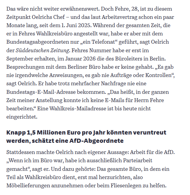 KreuzAcht's tweet photo. Michael Oelrich sagt aus, dass er beim MdB Michael Fehre angestellt war, und in dieser Zeit Arbeiten für die AfD erledigen musste.
(Das bestreitet die AfD Nds. Es ist illegal.)
€
https://t.co/q2wyA6L7lY https://t.co/AcGUqixhFB