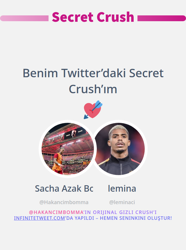 Benim Twitter’daki Secret Crush’ım <a href="/leminaci/">lemina</a>

➡️ infinitetweet.me/secret-crush?l…