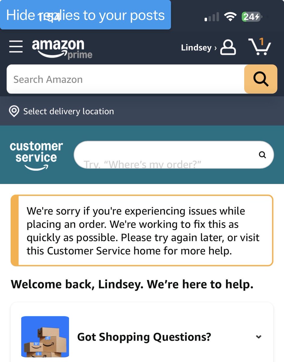 LindseyRamos's tweet photo. @AmazonHelp https://t.co/WroNChLuGu