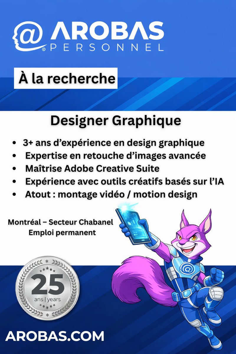 ArobasPersonnel's tweet photo. Arobas Personnel recherche un(e) Designer Graphique pour joindre une entreprise de renom, reconnue pour la qualité de son brand et de ses produits.

Intéressé(e) ou référence à partager? Envoyez votre CV &amp; portfolio ⏭️ cv@arobas.com https://t.co/eKRQQHjPSx