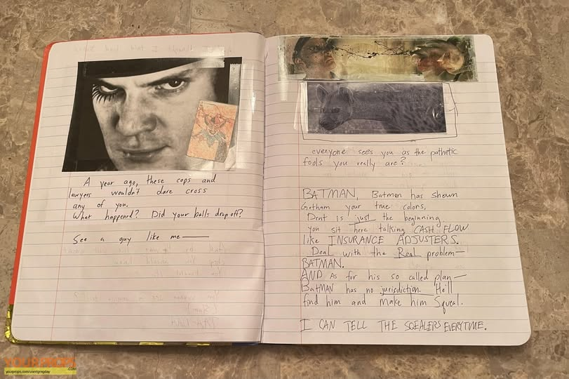 KubrickPoint's tweet photo. Heath Ledger's "The Dark Knight" Diary, in preparation for the Joker. https://t.co/EJBFCEFjeI