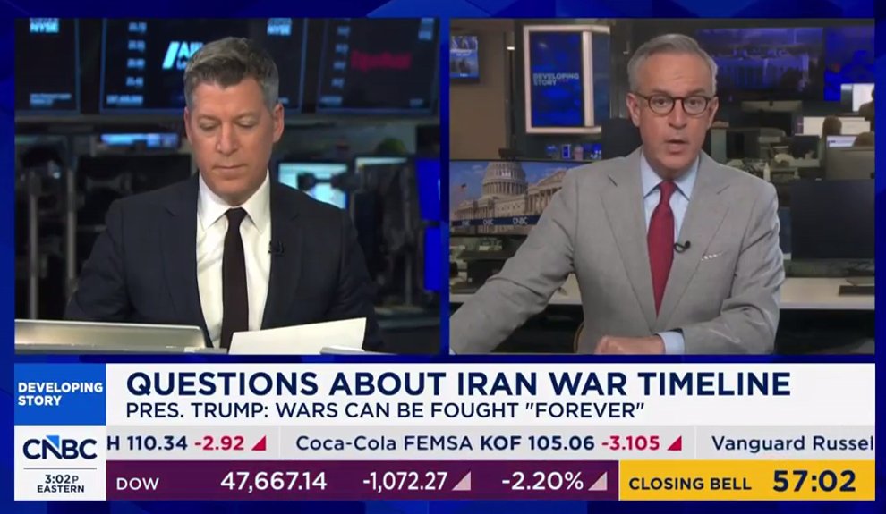 RudyHavenstein's tweet photo. Trump: "Wars can be fought forever"

We went from "a few days" to September to forever pretty quick.

https://t.co/xZ4XPwhV5H