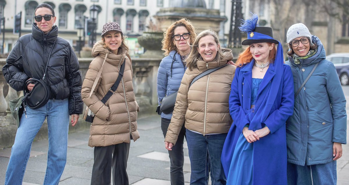 With some adorable Italian ladies of the Bon Ton in Bath.  PHOTOGRAPHER:  NIGEL BATTRICK