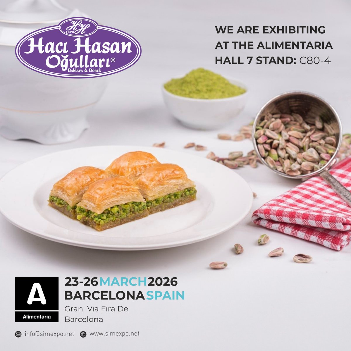 23-26 Mart 2026 tarihleri arasında İspanya'nın Barselona kentinde düzenlenecek olan Alimentaria &amp; Hostelco Fuarı'nda, HACI HASANOĞULLARI , 2026 yılı için  yerini almıştır. #alimentariabarcelona2026 #hacıhasanoğulları