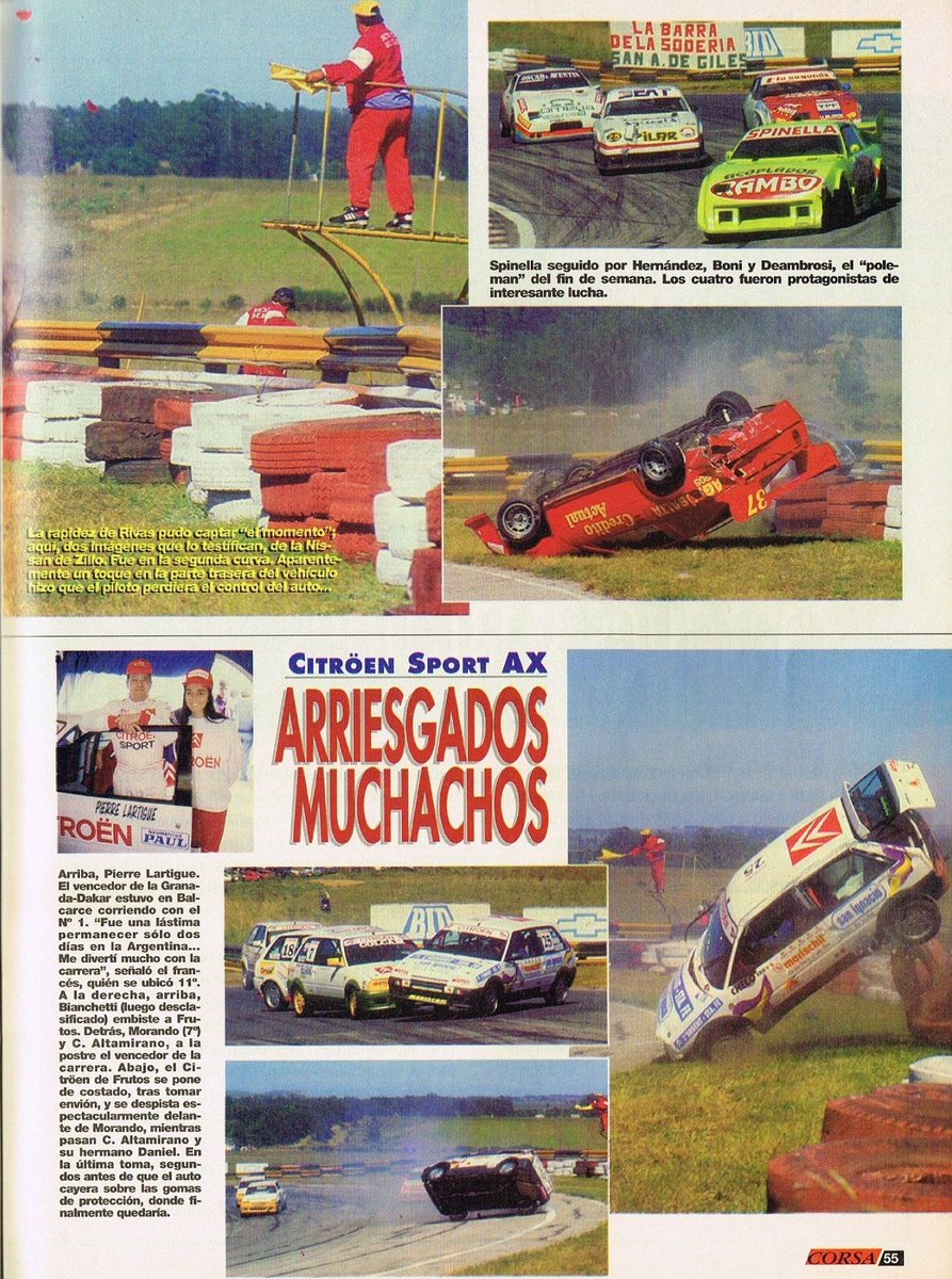 PatoG82's tweet photo. Acompañaban al TC los Datsun y Nissan reciclados del antiguo C.A.P, ahora como Super Turismo 3000 🏁
🏆 Christian Satriano era el vencedor, escoltado por Juan J. Spinella y Carlos Boni.
📝 Revista Corsa
#Datsun280ZX #Missan300ZX #CitroenAX #PierreLartigue https://t.co/mYbnrM4PDg