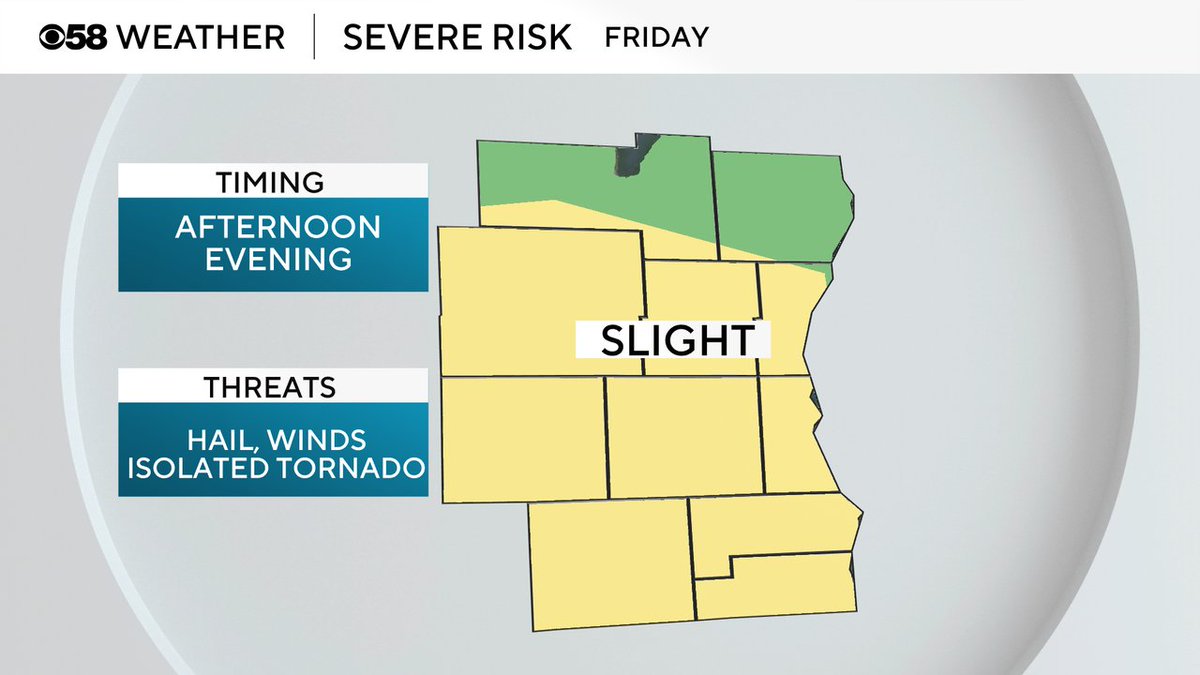 Multiple rounds of storms are likely on Friday.  There will likely be storms between 7 am and noon.  Another during the late afternoon, and finally a late evening round.  While all modes of severe are possible, winds and hail would be the most likely for our area.