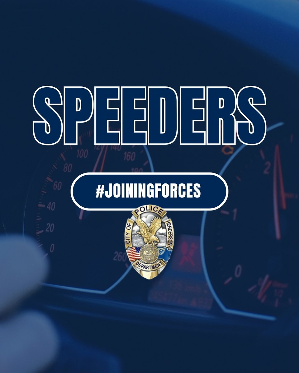 HendersonNVPD's tweet photo. Henderson Police are targeting speeders over the next few weeks as part of this month's #JoiningForces campaign. 🚓
‼️Reminder to drivers: slow down and follow the speed limits. Arriving 5 minutes late is better than not arriving at all. https://t.co/9Yyse0ffAc