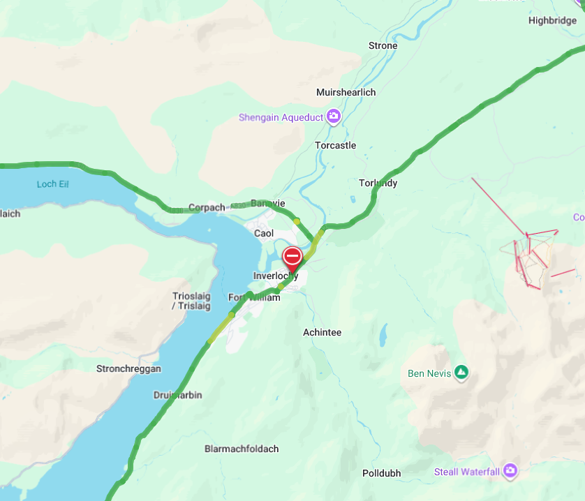 trafficscotland's tweet photo. NEW❗️⌚️21:00
🗺️#A82 Forth William  

The #A82 is currently ⛔️CLOSED⛔️ both directions at Fort William due to a road traffic incident

🚗Road users should use alterative routes at this time
 
🚨Emergency services are at the scene

📣Updates to follow 

@NWTrunkRoads https://t.co/EpibqrNRou