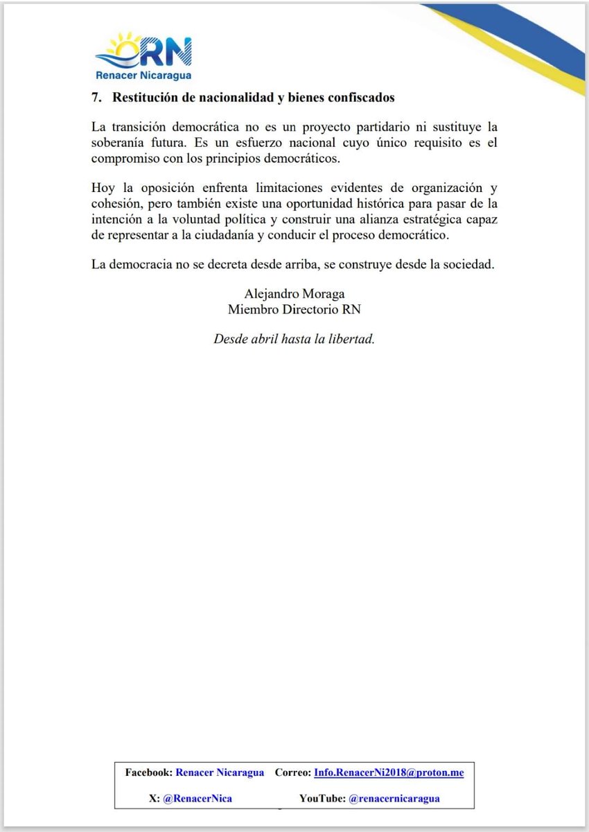alejmoraga's tweet photo. Ante una transición inevitable, Nicaragua debe asegurar condiciones mínimas que garanticen libertades, justicia y una verdadera reconstrucción democrática. https://t.co/69bNozMZ2k