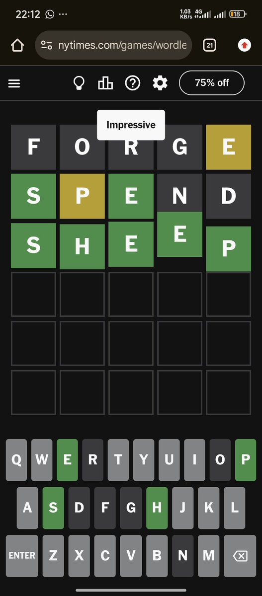 Get in 4/100 #WordOfTheDay #wordle #nytimes