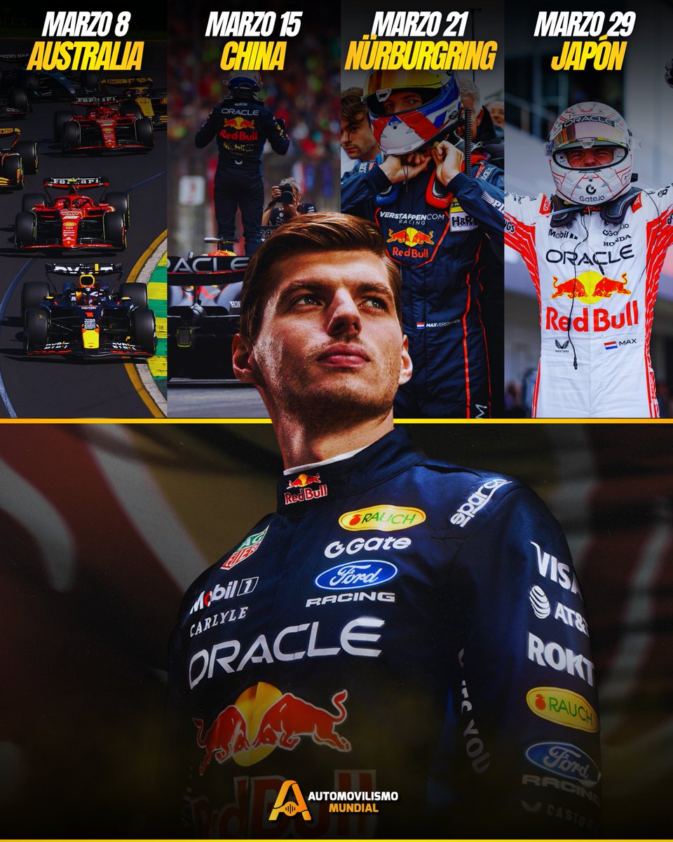 automundialmx's tweet photo. ¡¡MAX VERSTAPPEN VA A CORRER 4 CARRERAS EN 4 FINES DE SEMANA EN MARZO!! 🐐4️⃣

EL MEJOR PILOTO DEL MUNDO no para y tiene la agenda COMPLETAMENTE LLENA:

▶️ MARZO 8 — AUSTRALIA (FÓRMULA 1)
▶️ MARZO 15 — CHINA (FÓRMULA 1)
▶️ MARZO 21 — NÜRBURGRING (NLS2 con un MERCEDES-AMG GT3)
▶️ MARZO 29 — JAPÓN (FÓRMULA 1)

En nordschleife correrá como parte de su PREPARACIÓN para correr las ¡¡24 HORAS DE NÜRBURGRING!! ☠

¡¡ES UN ABSOLUTO ANIMAL!! 🔥

#F1 #MaxVerstappen