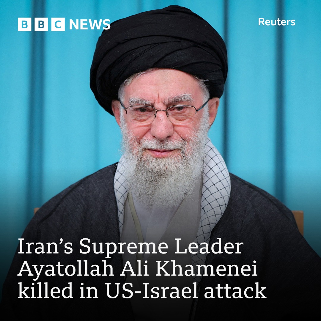 ASulemana65373's tweet photo. BREAKING NEWS; Iran's Supreme Leader Ayatollah Ali Khamenei has been assassinated, by an Israel vs America Strike. @BBC https://t.co/5NOOx8jtns
