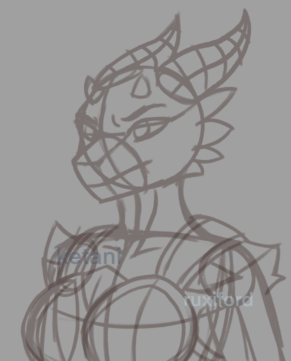 _ketani_'s tweet image. Process of creating a portrait for ruxiford ✨

#process #kobold #wip #artprocess