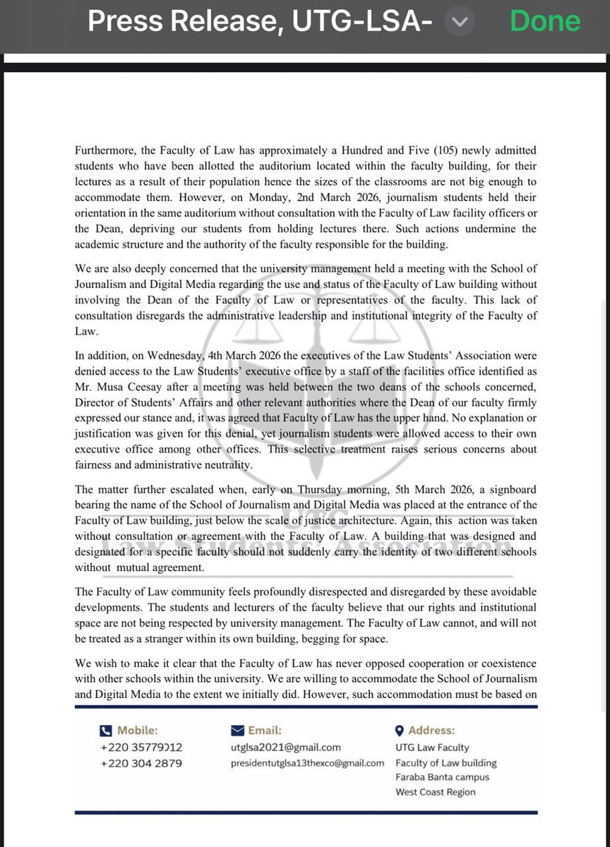 University of The Gambia Law Students’ Association tweet media