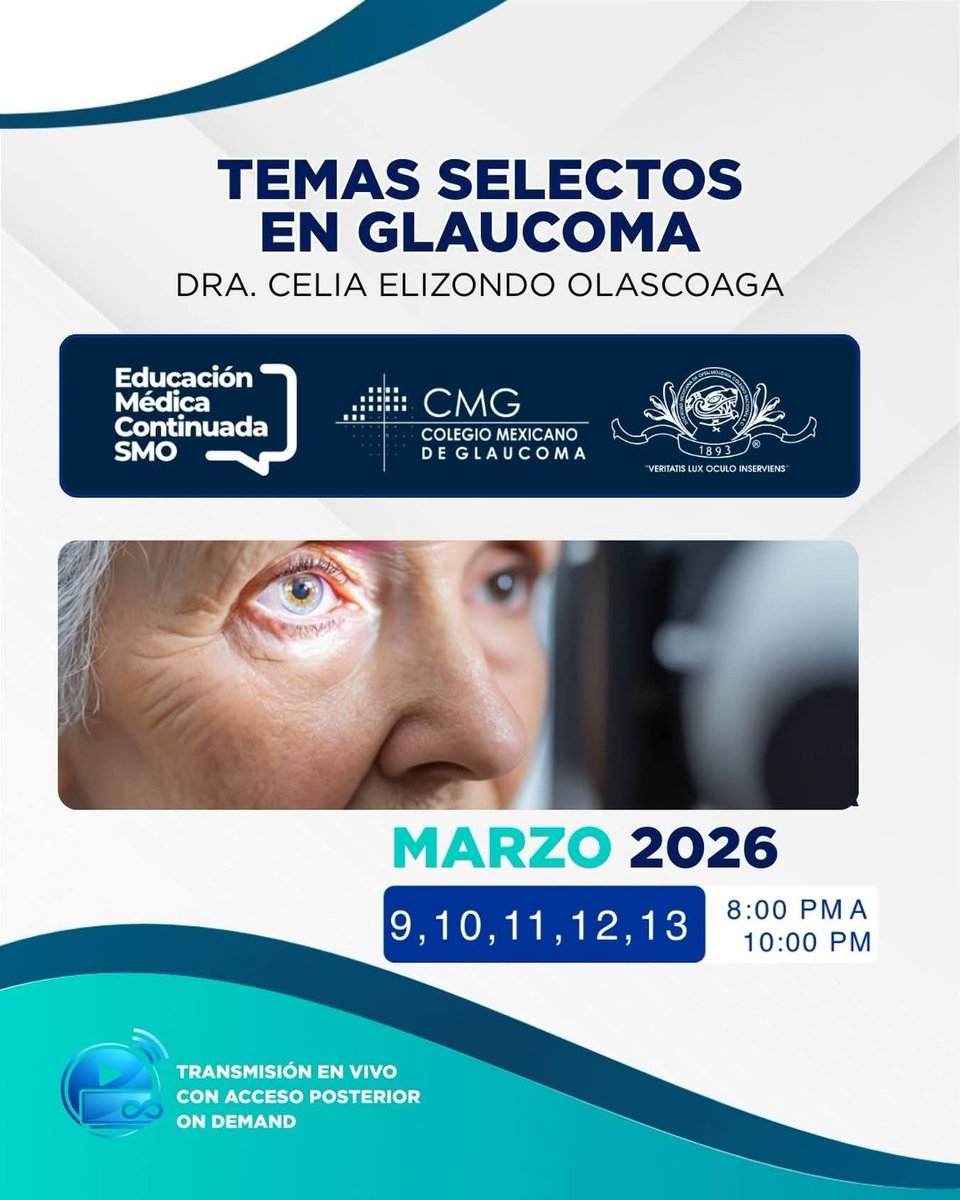 📍 ¿Cuándo? Del 9 al 13 de marzo, 2026. 🕗 Horario: 8:00 PM a 10:00 PM. 💻 Formato: 100% Online.
…-continuada.smocolegionacional.org.mx/acceso.php #Glaucoma2026 #SMOCN #somosSMOCN #sociedadmexicanadeoftalmologiaCN