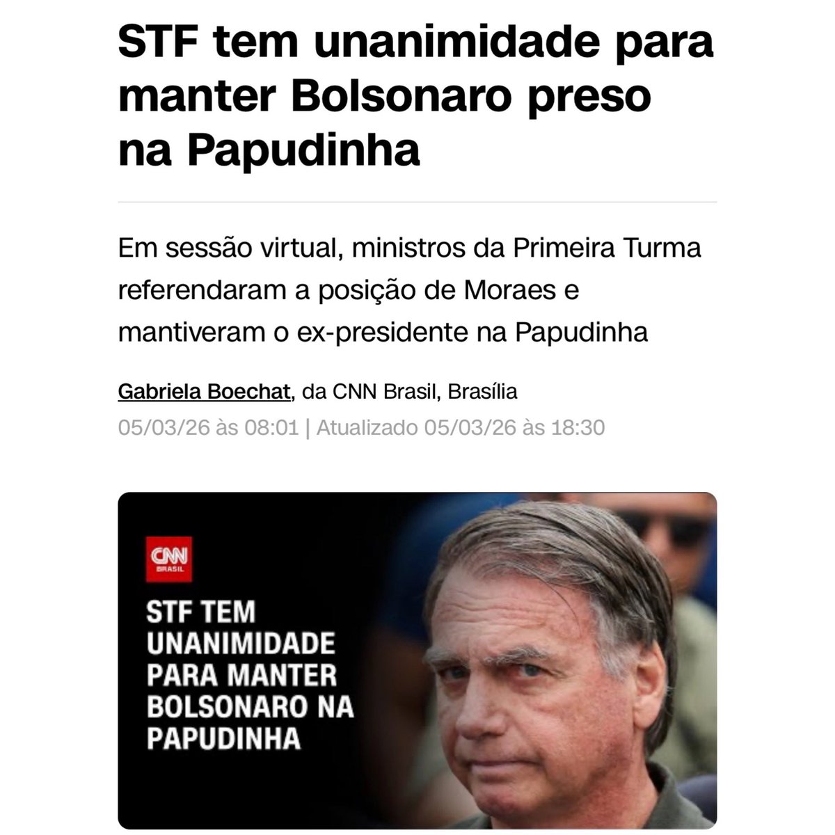 CarlosBolsonaro's tweet photo. Frente a tudo que está acontecendo no Brasil, alguém ainda tem dúvida do que continuam insistindo em fazer com meu pai?

Clezão se foi. Filipe está em um presídio sem segurança, conforme alegado pela própria Secretaria de Segurança local. O braço direito de Vorcaro coincidentemente morreu sob custódia da Polícia Federal.

Até quando vamos fingir que tudo isso é normal? Até quando vão tratar fatos gravíssimos como se fossem apenas notas de rodapé?

O Brasil precisa voltar a ser um país onde a lei valha para todos, onde a justiça seja verdadeiramente justa e onde a vida e as garantias individuais sejam respeitadas.