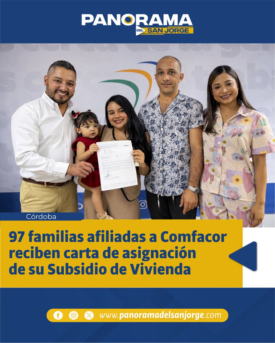 97 familias afiliadas a Comfacor reciben carta de asignación de su Subsidio de Vivienda panoramadelsanjorge.com/97-familias-af…