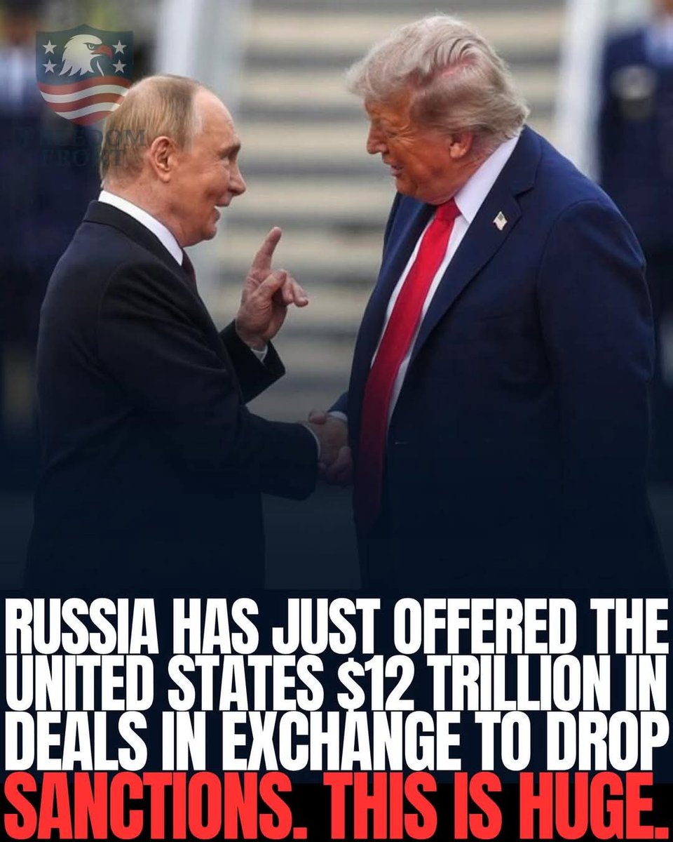 Lissa4Maga's tweet image. Russia has put a massive offer on the table: $12 trillion in economic deals and investment commitments in exchange for the United States lifting sanctions imposed over Ukraine and other disputes. This isn't pocket change—it's a figure that dwarfs most national GDPs and could