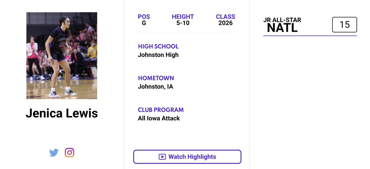 JrAllStarIowa's tweet photo. Check out Jenica Lewis' (@JenicaRaine10) 𝙈𝘼𝙓𝙍𝙀𝘾𝙍𝙐𝙄𝙏 𝙋𝙇𝘼𝙔𝙀𝙍 𝙋𝙍𝙊𝙁𝙄𝙇𝙀! ⤵️
https://t.co/rFiJjookzH

Start building your profile now at https://t.co/FQC8EZUi2Y! https://t.co/lj5VGy5A9D