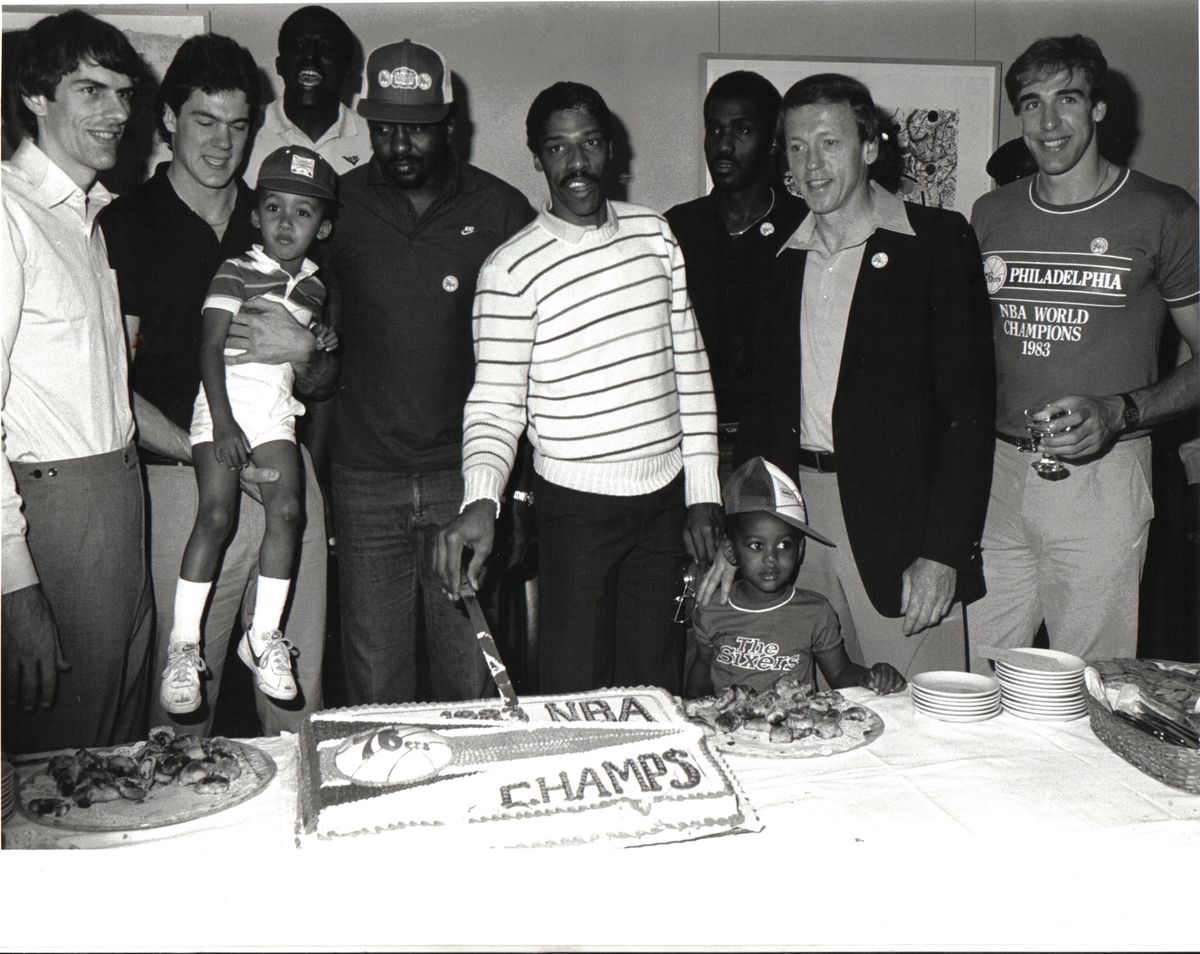 The 1982-83 76ers championship party.