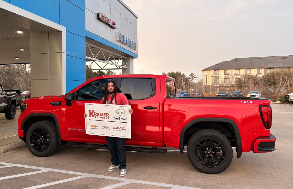 KramerAutoplex's tweet image. New truck, new adventures! 🛻💨 Congrats to Joseph for leveling up to a brand-new 2026 #GMCSierra1500 Pro, sold by our very own Eric Crawford. 
Visit us at Kramer Autoplex to find your next upgrade. 
🖥️ Website link: bit.ly/4sxXgL9
#KramerAutoplex #KramerGMC #NewRide