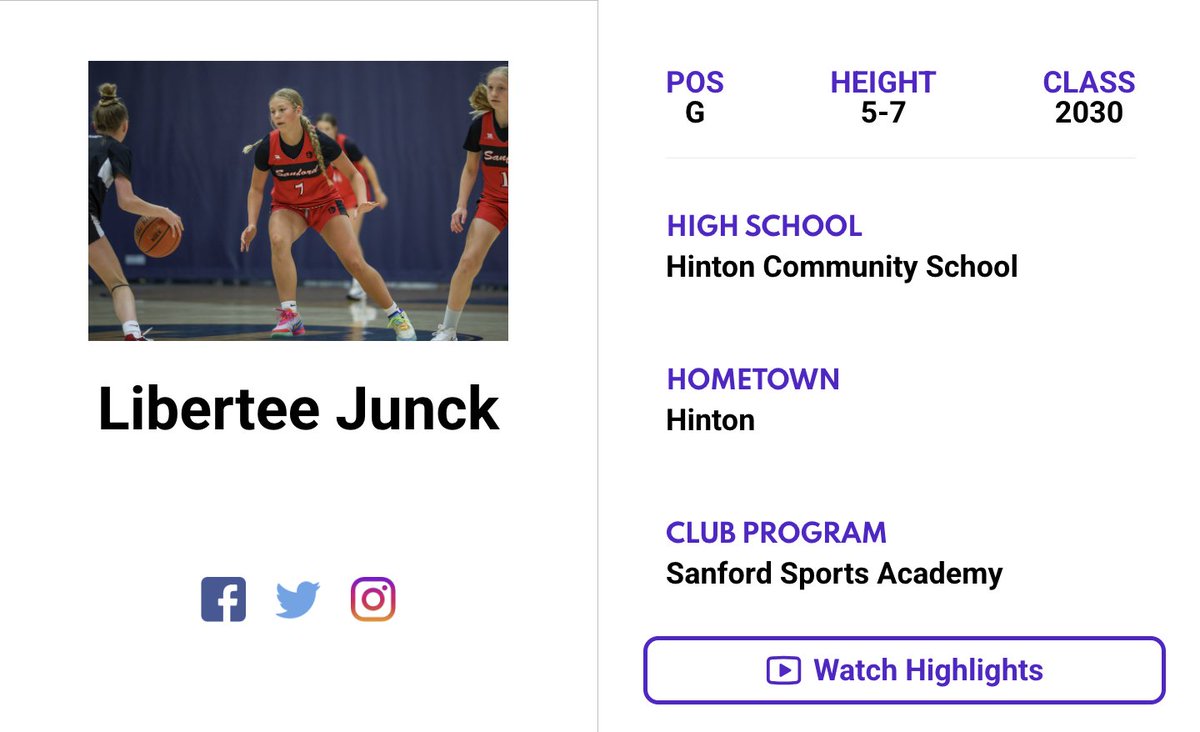 JrAllStarIowa's tweet photo. Check out Libertee Junck's (@JunckLibertee) 𝙈𝘼𝙓𝙍𝙀𝘾𝙍𝙐𝙄𝙏 𝙋𝙇𝘼𝙔𝙀𝙍 𝙋𝙍𝙊𝙁𝙄𝙇𝙀! ⤵️
https://t.co/R9CuqUEZao

Start building your profile now at https://t.co/FQC8EZUPSw! https://t.co/svv7oW6DcU